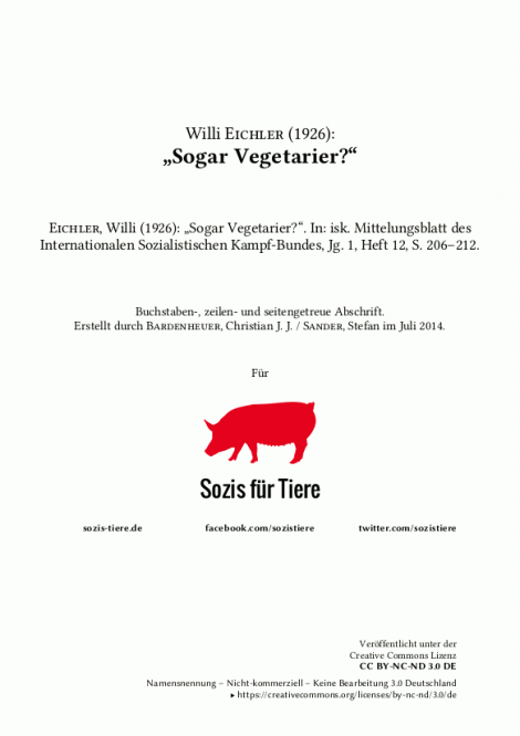 Cover Sogar Vegetarier von Willi Eichler