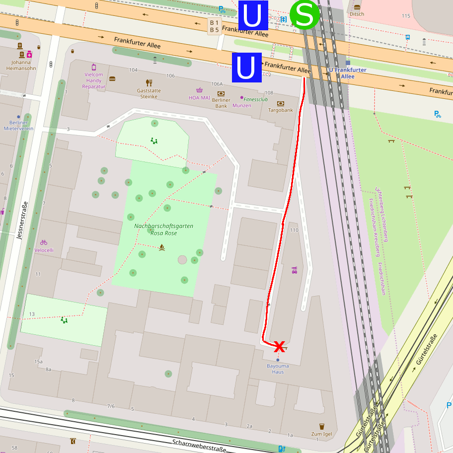 Karte als Wegbeschreibung bei OpenStreetmap